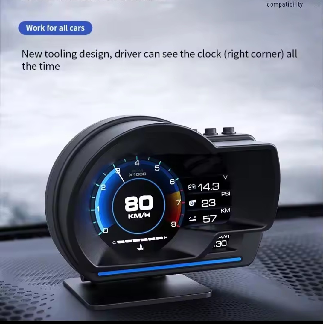 OBD2 HUD Gauge Display, Heads Up Display for Cars, Digital Speedometer, Tachometer, Water Temp Gauge, Multi-Data Smart Gauge (A500)
