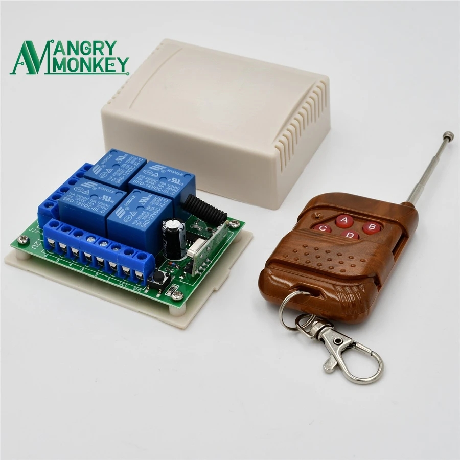 433Mhz Car Universal Wireless Remote Control Switch DC12V 4CH Relay Receiver Module With 4 Channel RF Remote 433 Mhz Transmitter