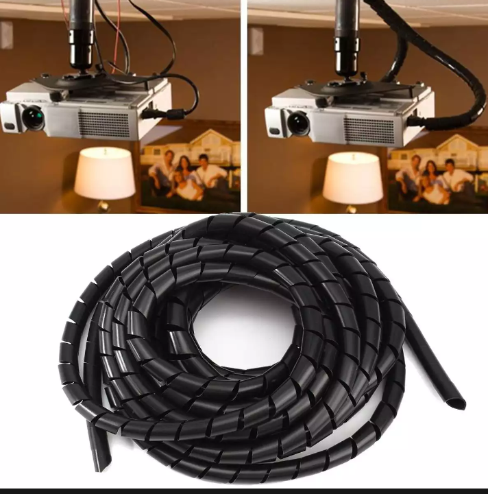 Spiral Hose Cable Wire Wrap Tube Diameter 6-15mm 10 Meter Part PE Manage Cord Black For cable management