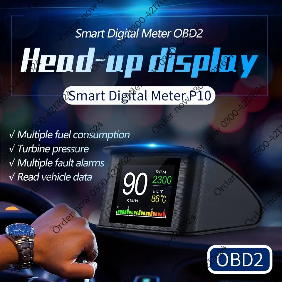 P10 OBD2 HUD Car Head-up Display TFT LCD Digital Speedometer Auto On-board Computer With Fuel Consumption Water Temperature