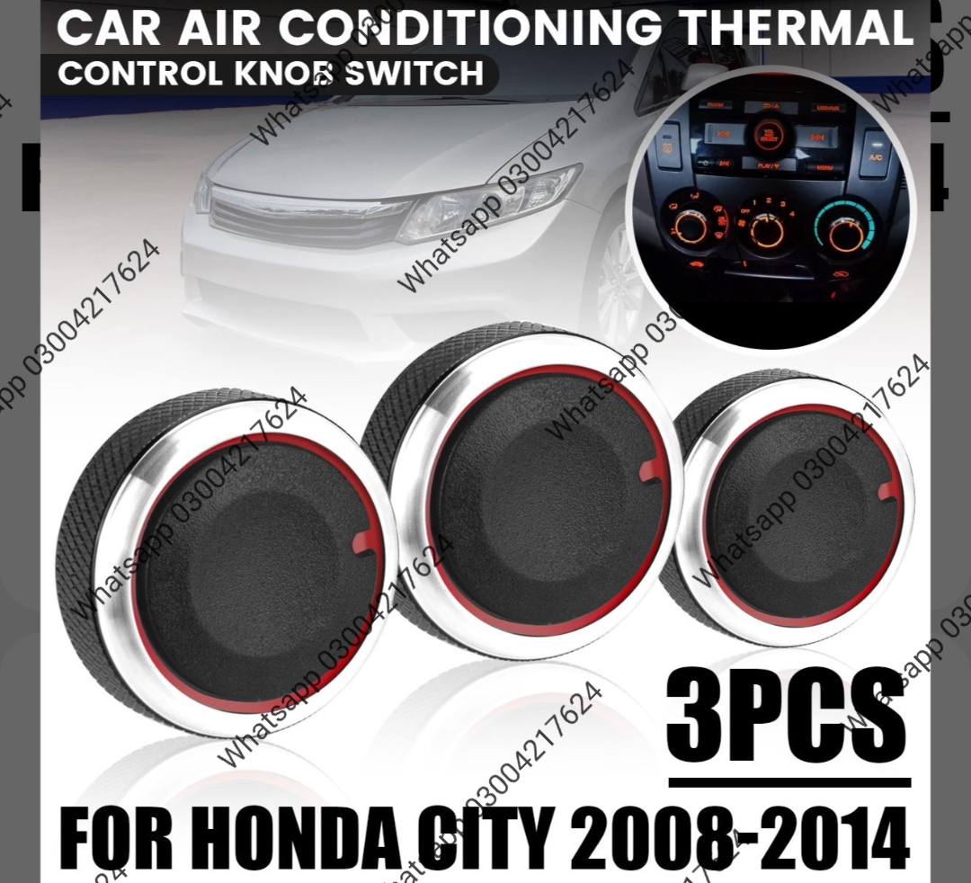 3pcs/set Honda City 2009-2020 Air Conditioning Knobs Control Knob Switch Button Black & Silver available