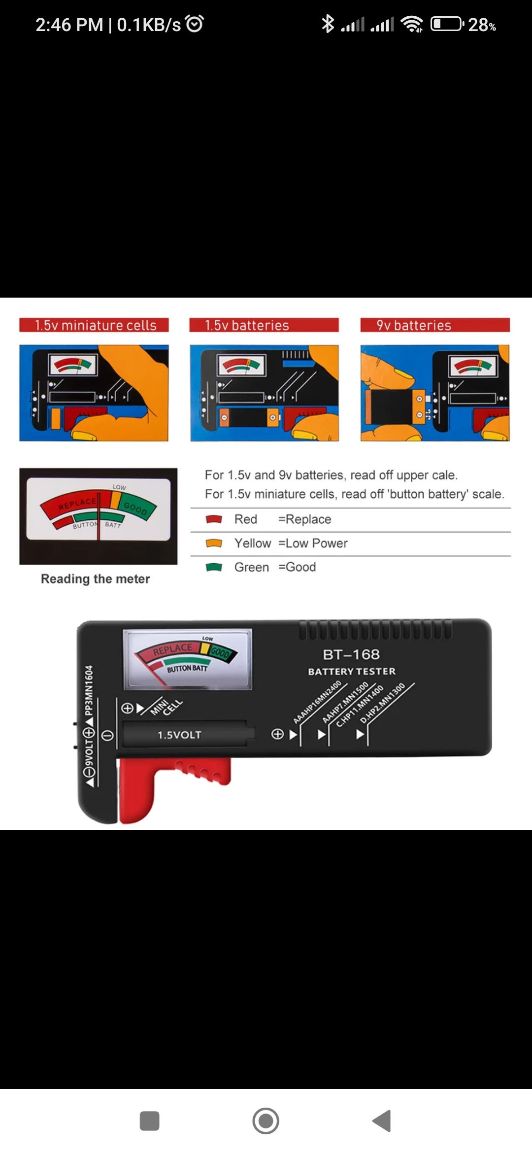 Battery Capacity Checker BT-168 Universal Battery Volt Tester Monitor for 1.5V/AA/AAA/9V Battery Household Battery Life Level Testers Power Meter