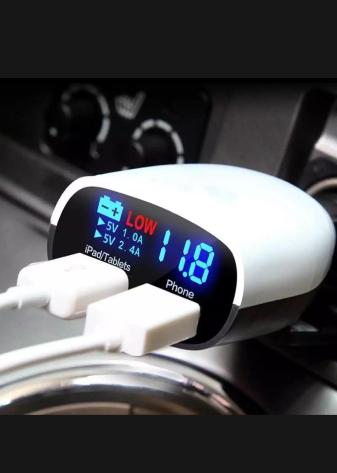 Car Dual Usb 3.4 Amp Charger With Led Display Dimension(l*w*h): 20 X 11 X 5 Cm Centimeter (Cm)