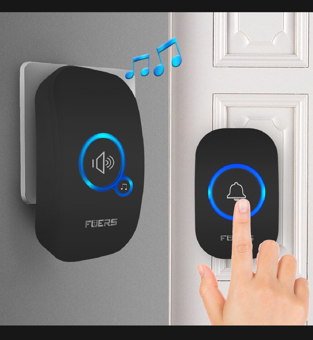 Wireless Doorbell Waterproof Smart Home Door Bell Welcome Melodies Chime Kit LED Flash Security Alarm For House