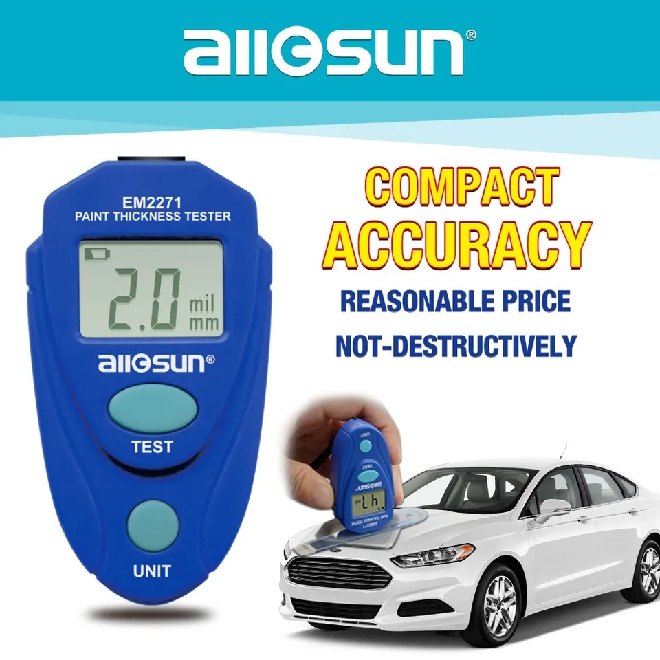 allsun EM2271 Portable Paint Coating Thickness Meter 0-2mm/80mil,Non-Destructive Coating Tester for Iron Steel Aluminum with Auto Shut-off