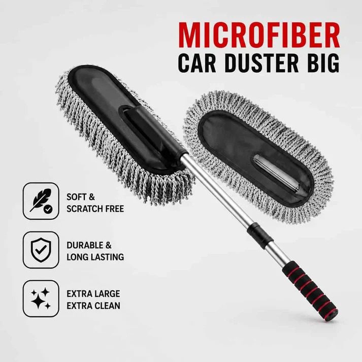 Extendable Microfiber Car Duster – Scratch-Free Cleaning Large Dusting Head for Cars, SUVs & Home Use