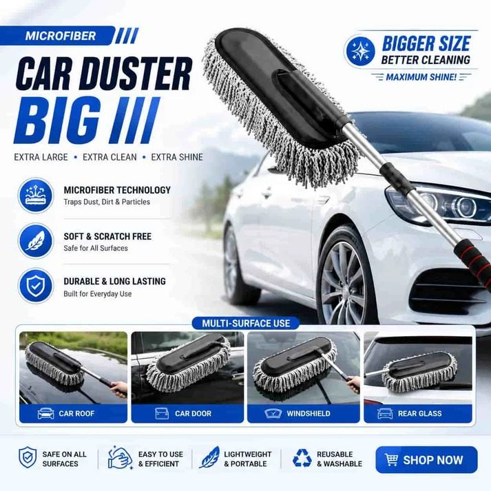 Extendable Microfiber Car Duster – Scratch-Free Cleaning Large Dusting Head for Cars, SUVs & Home Use - Image 2